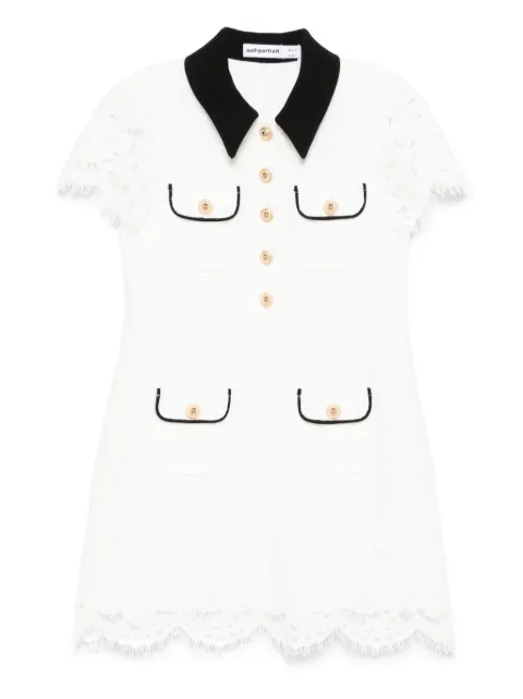 Self-Portrait Kids contrast-collar lace dress