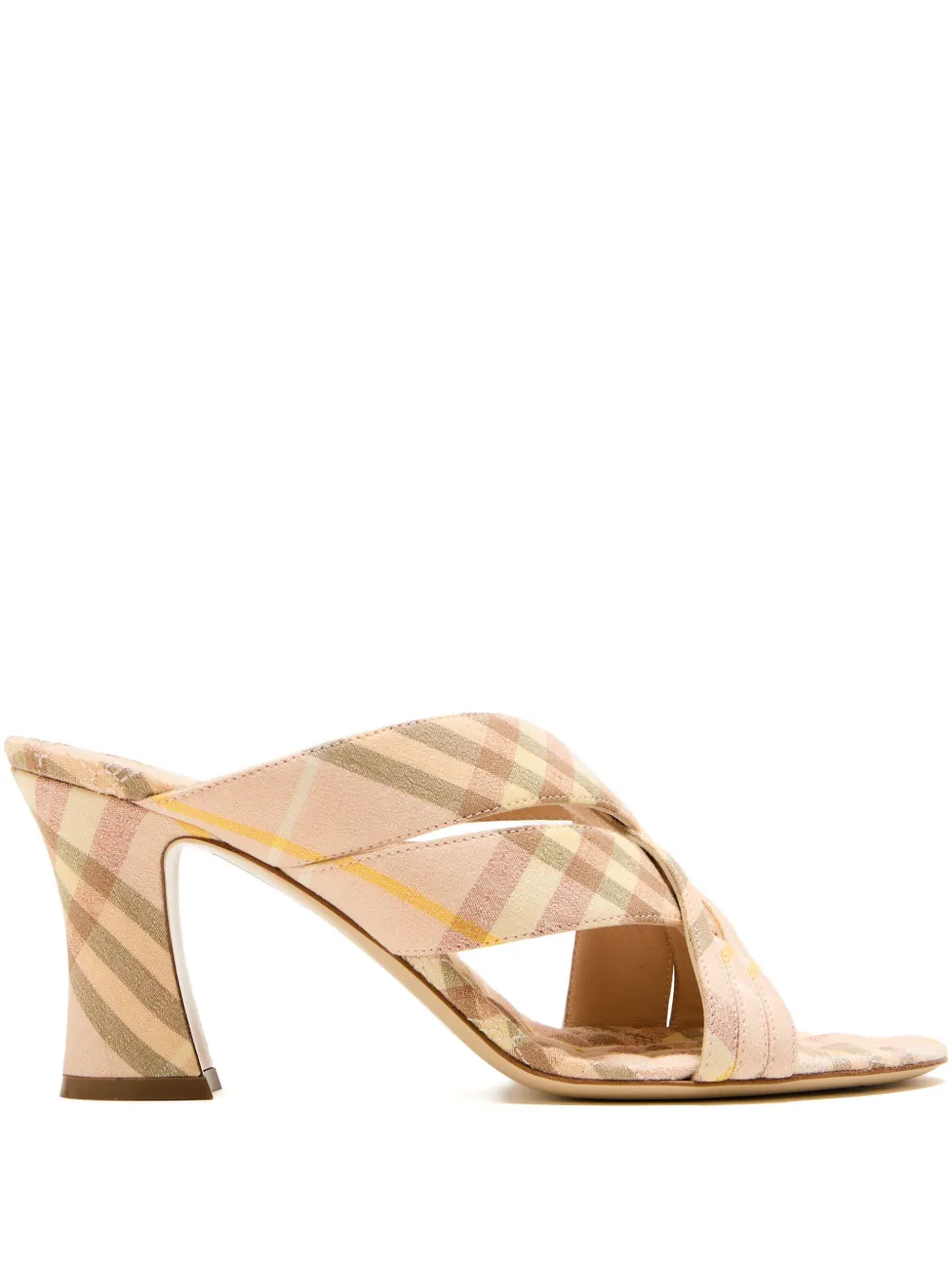Burberry 75mm cross-strap check-pattern mules Neutrals