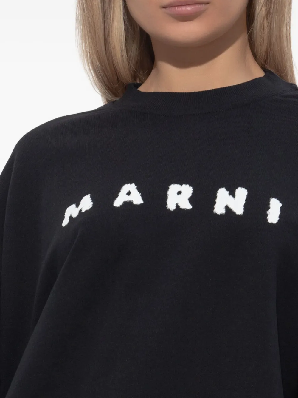Marni logo-embroidered sweatshirt Zwart
