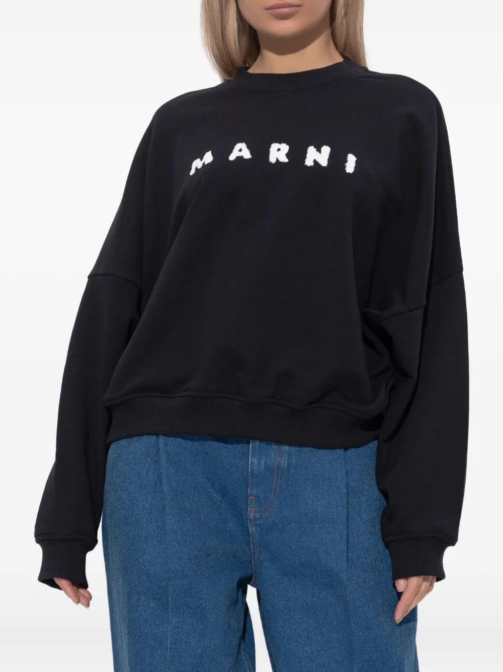 Marni logo-embroidered sweatshirt Zwart