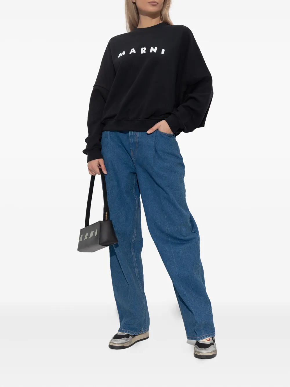 Marni logo-embroidered sweatshirt Zwart