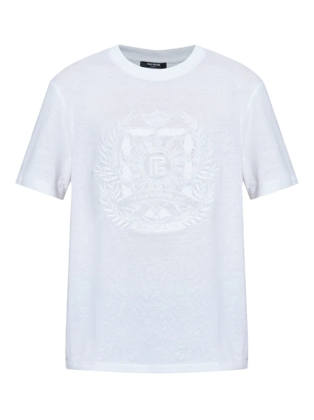 Balmain embroidered-logo T-shirt Blauw