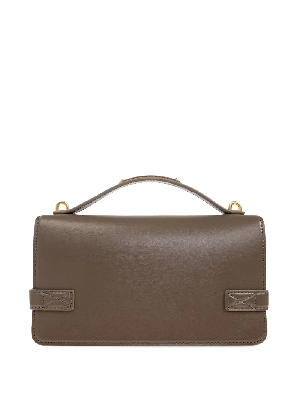 Balmain logo-plaque leather shoulder bag Beige