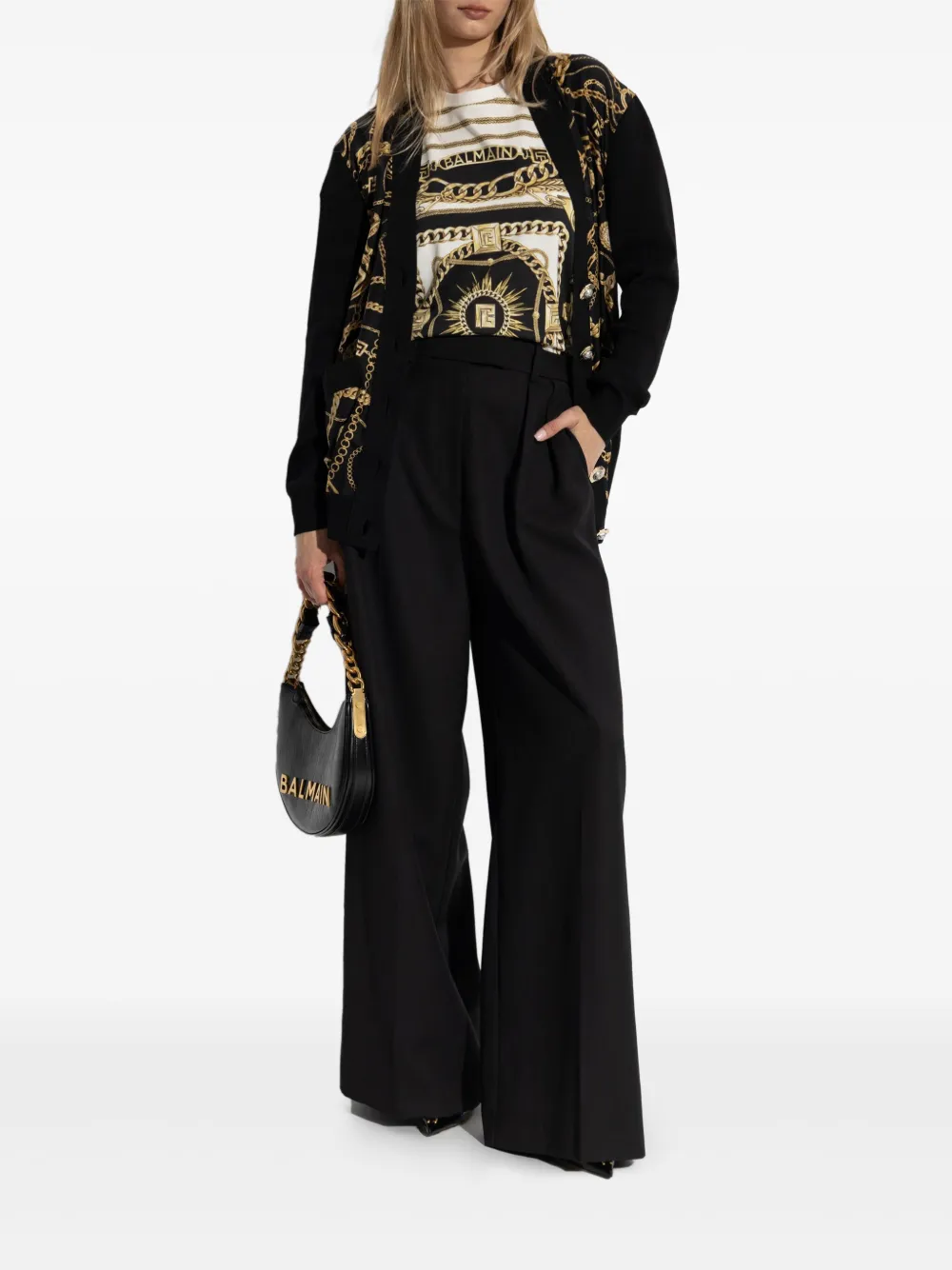 Balmain Vest met kettingprint Zwart