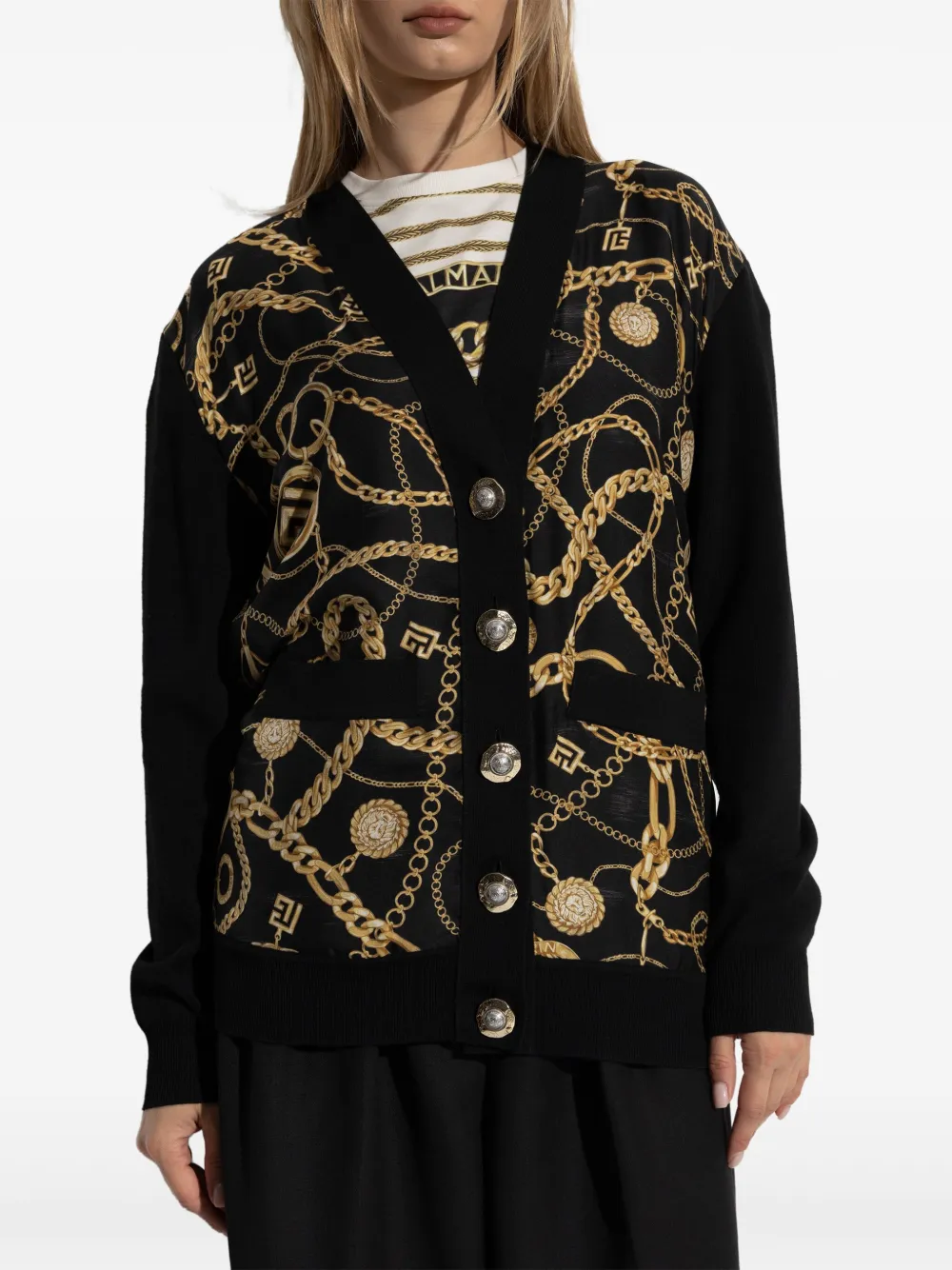 Balmain Vest met kettingprint Zwart