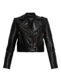 Balmain asymmetrical-zip leather jacket - Black