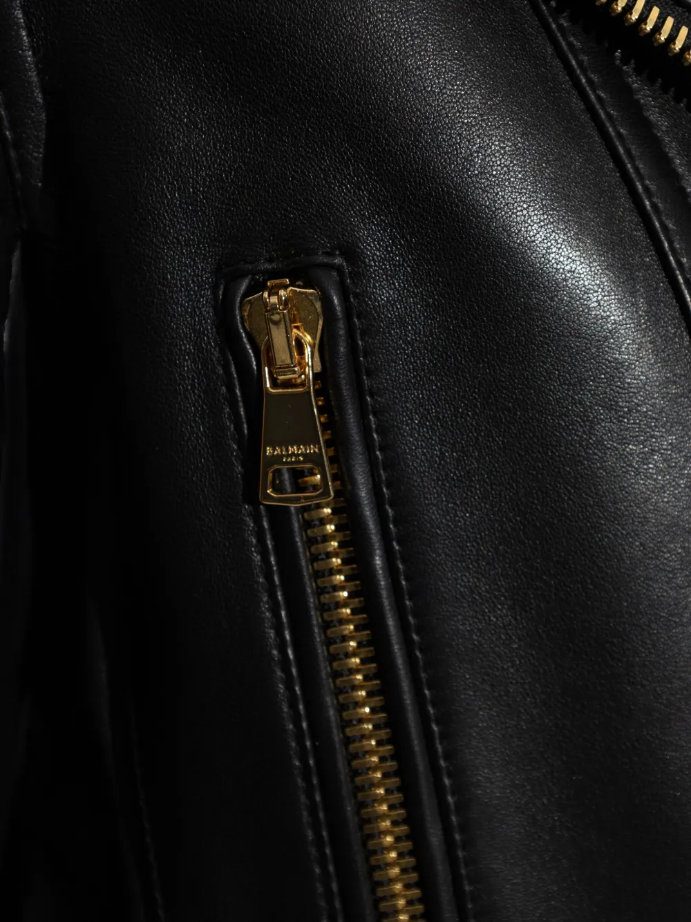 Balmain asymmetrical-zip leather jacket Zwart