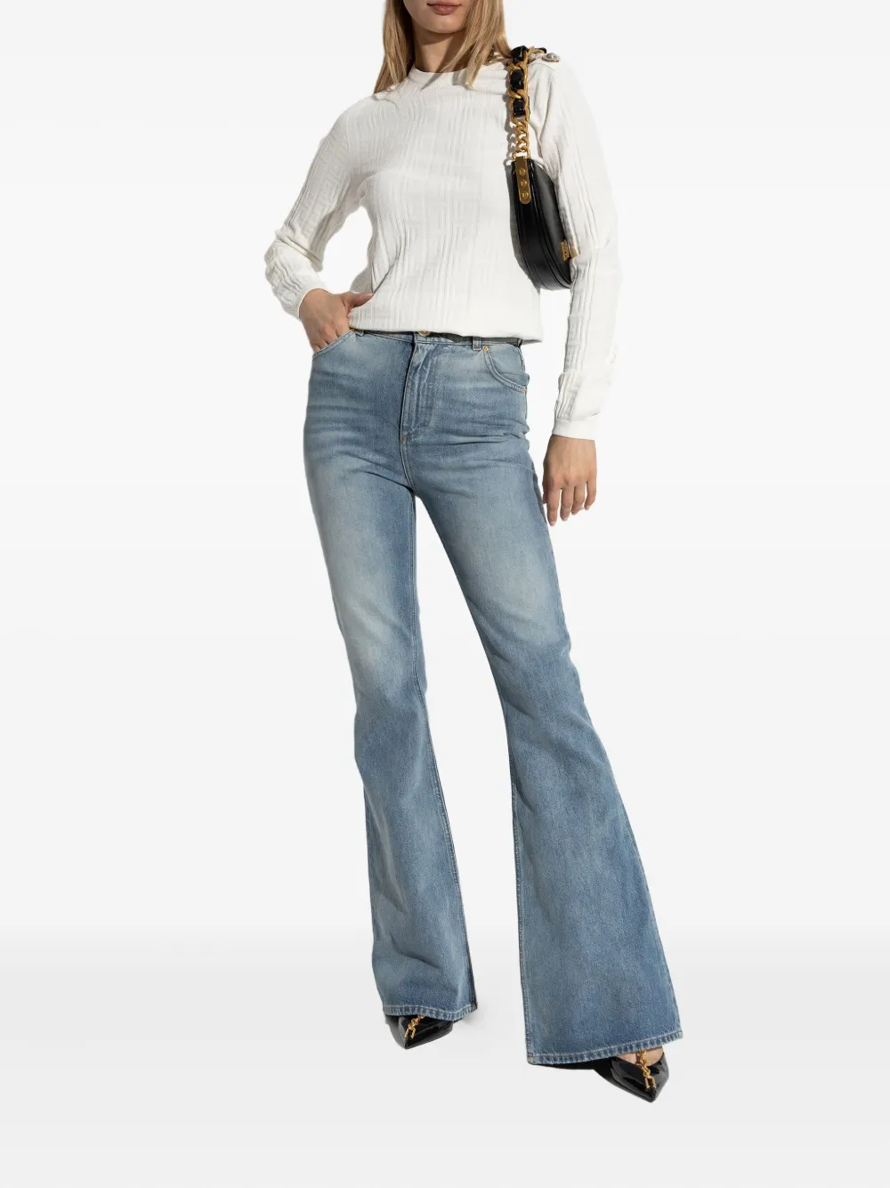 Balmain button-detail long-sleeve jumper Beige