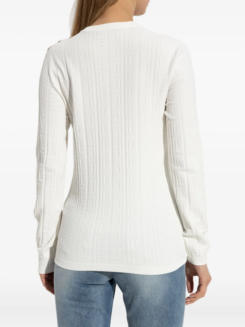 Balmain button-detail long-sleeve jumper Beige