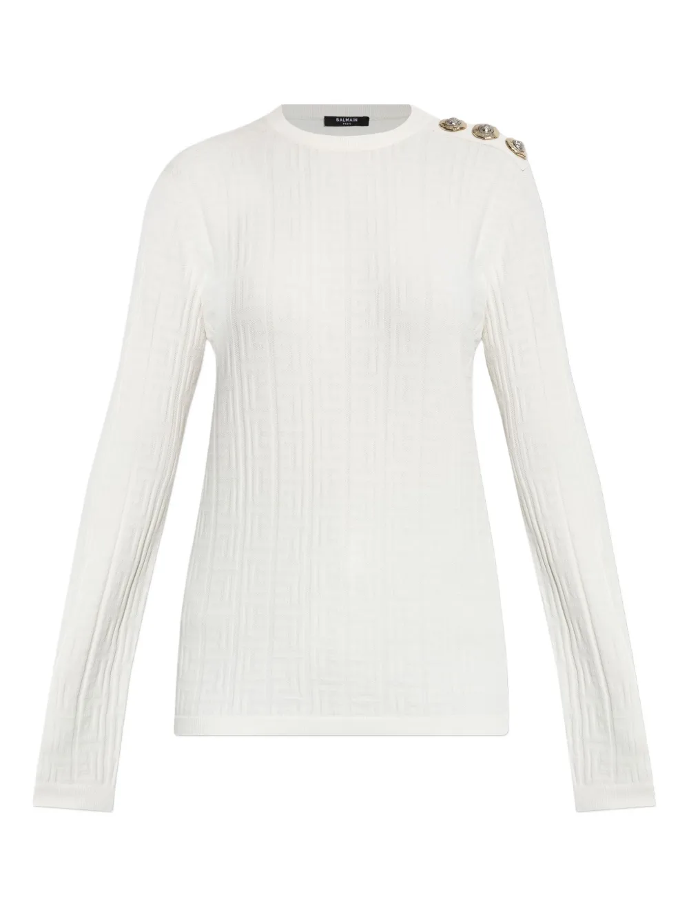Balmain button-detail long-sleeve jumper Beige
