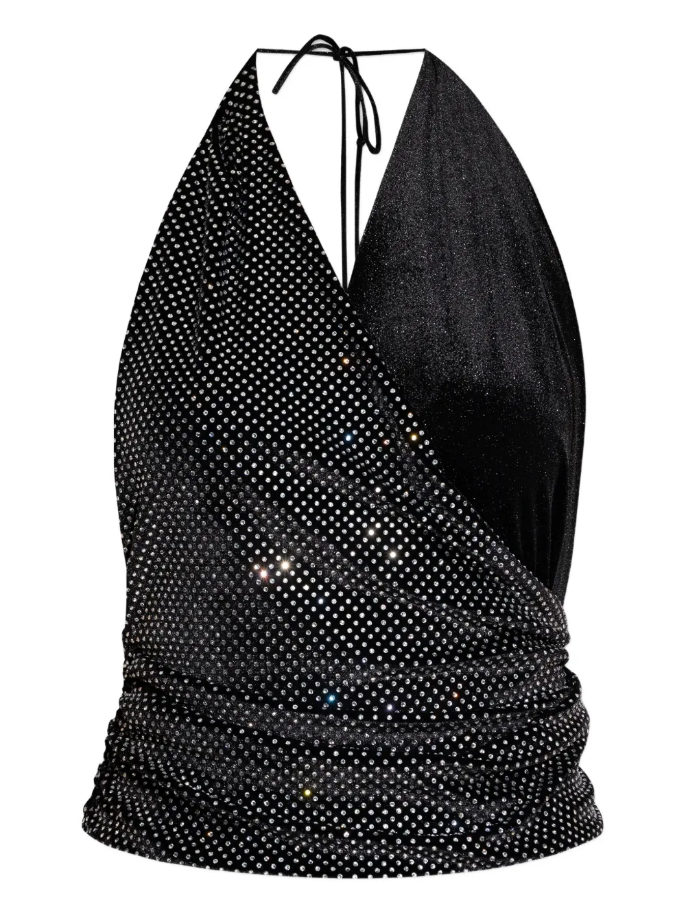 Balmain crystal-embellished halterneck top Zwart