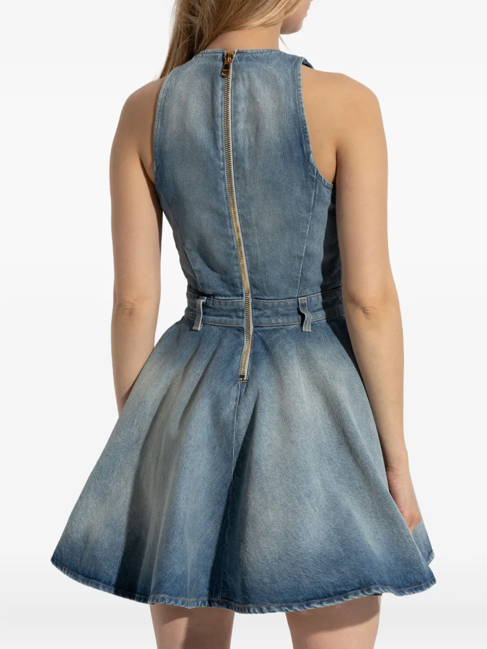 Balmain button-embellished denim dress Blauw