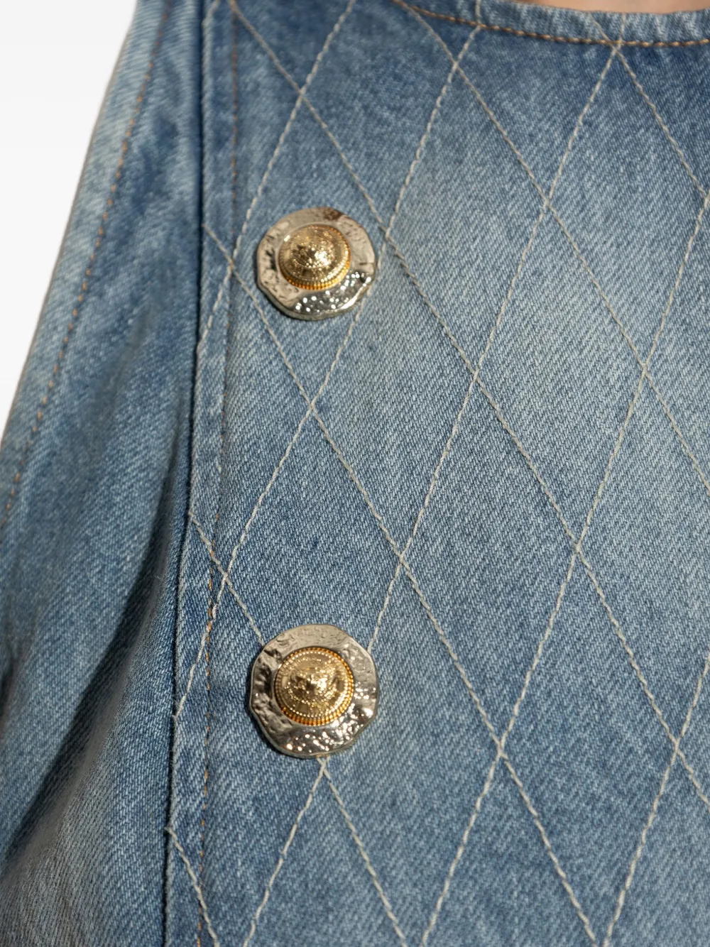 Balmain button-embellished denim dress Blauw