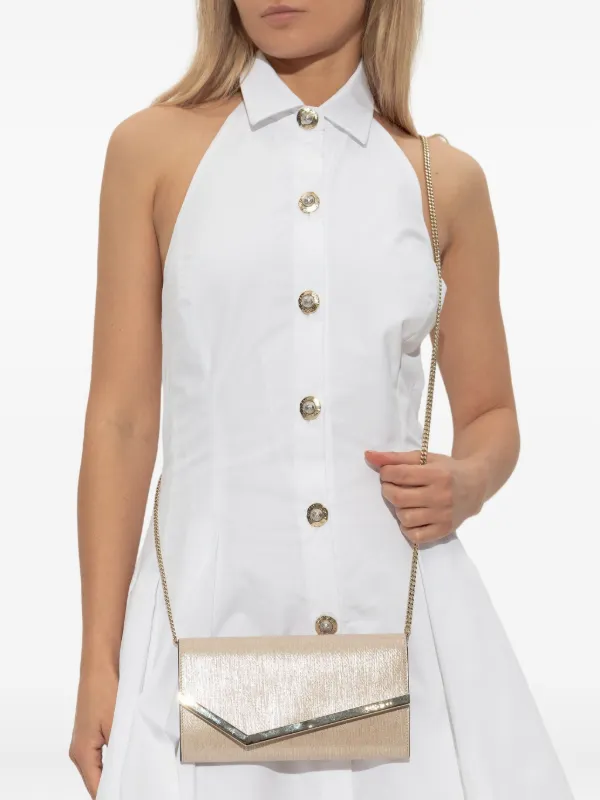 Jimmy Choo メタリックレザー クラッチバッグ | ニュートラル