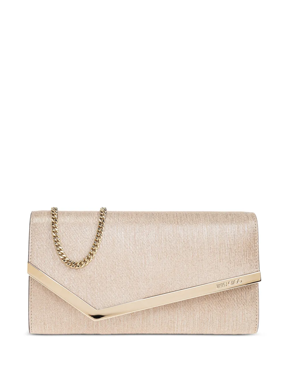 Jimmy Choo metallic-leather clutch bag Beige