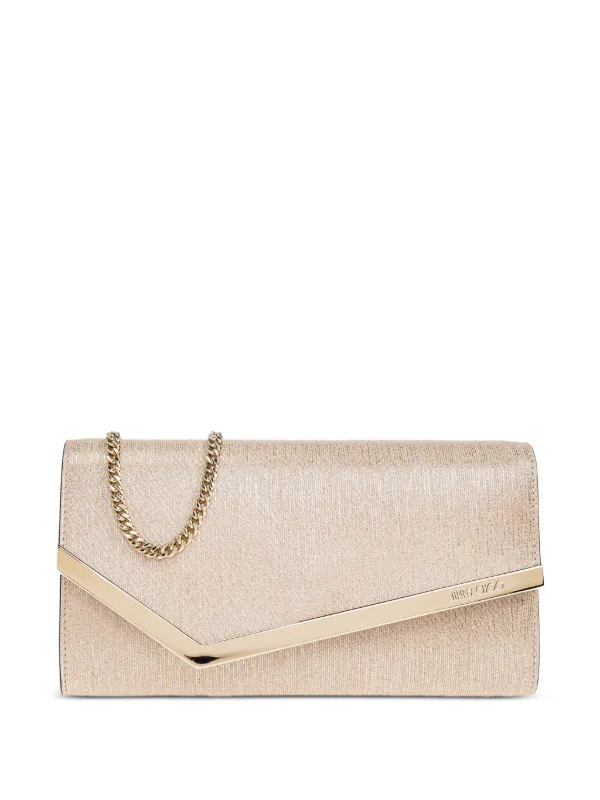 Jimmy Choo メタリックレザー クラッチバッグ | ニュートラル