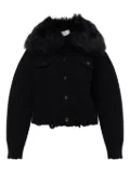 Blumarine faux-fur-trim button-up jacket - Black