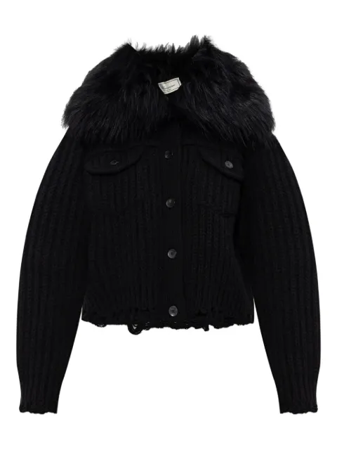 Blumarine faux-fur-trim button-up jacket