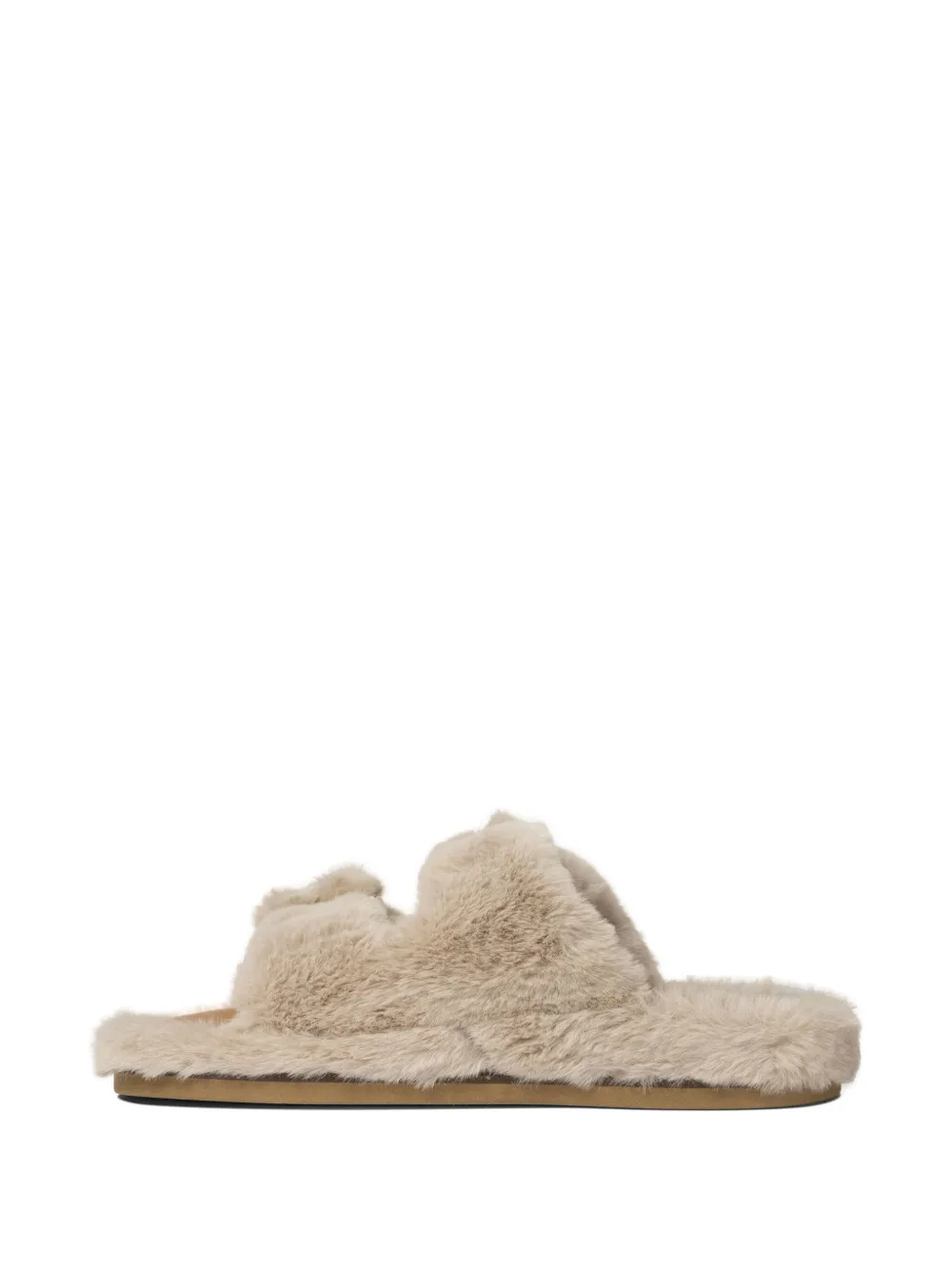 ALIBI faux-fur flat sandals Blacks and greys
