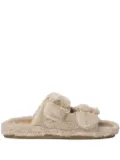 ALIBI faux-fur flat sandals - Blacks and greys