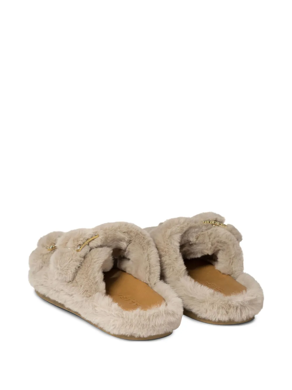 ALIBI faux-fur flat sandals Blacks and greys