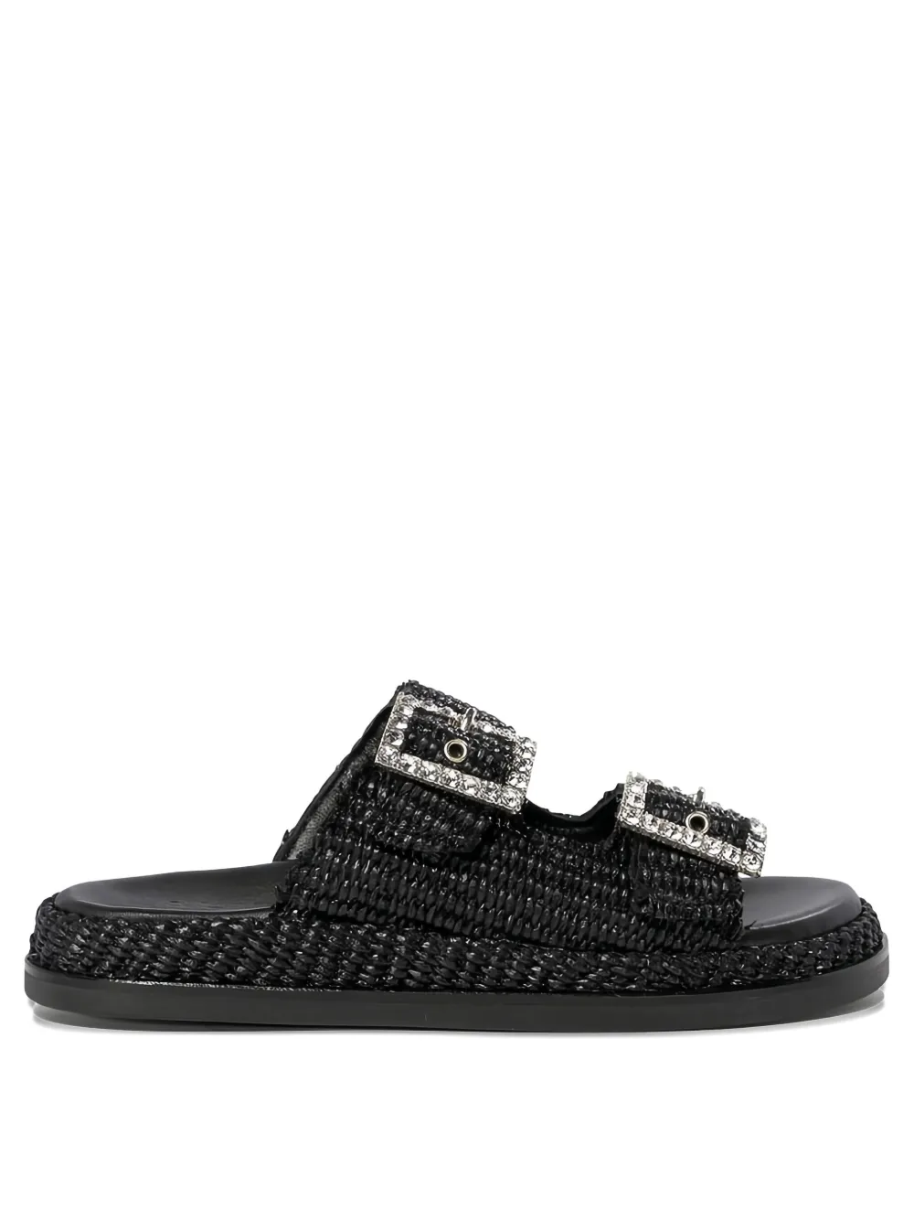 ALIBI double-buckle flat sandals - Nero