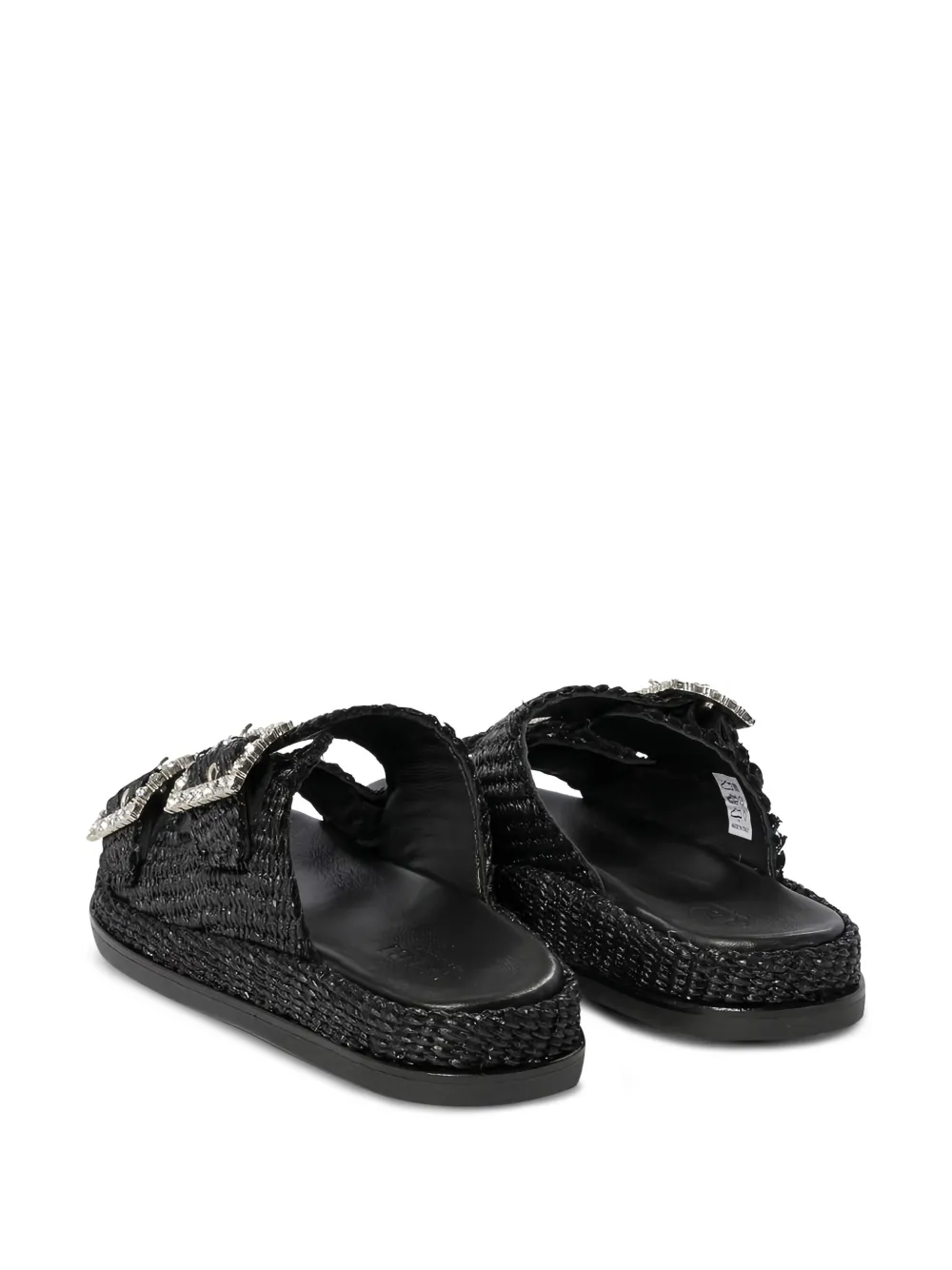ALIBI double-buckle flat sandals Black
