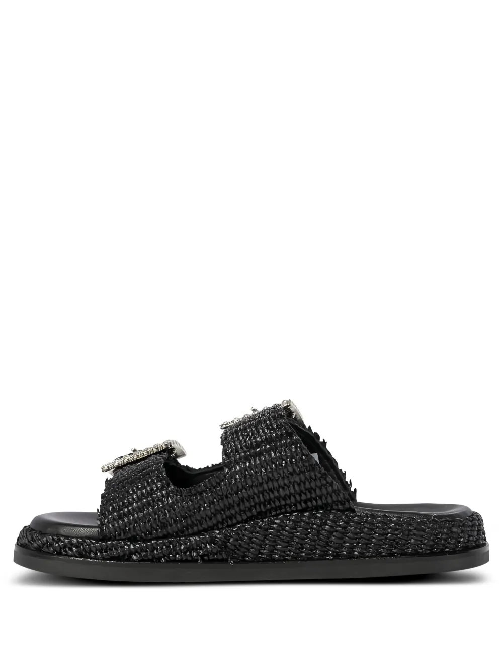 ALIBI double-buckle flat sandals Black