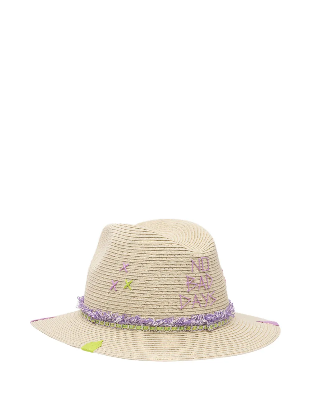 The Hat Gang Fringed Trim Fedora Hat In White