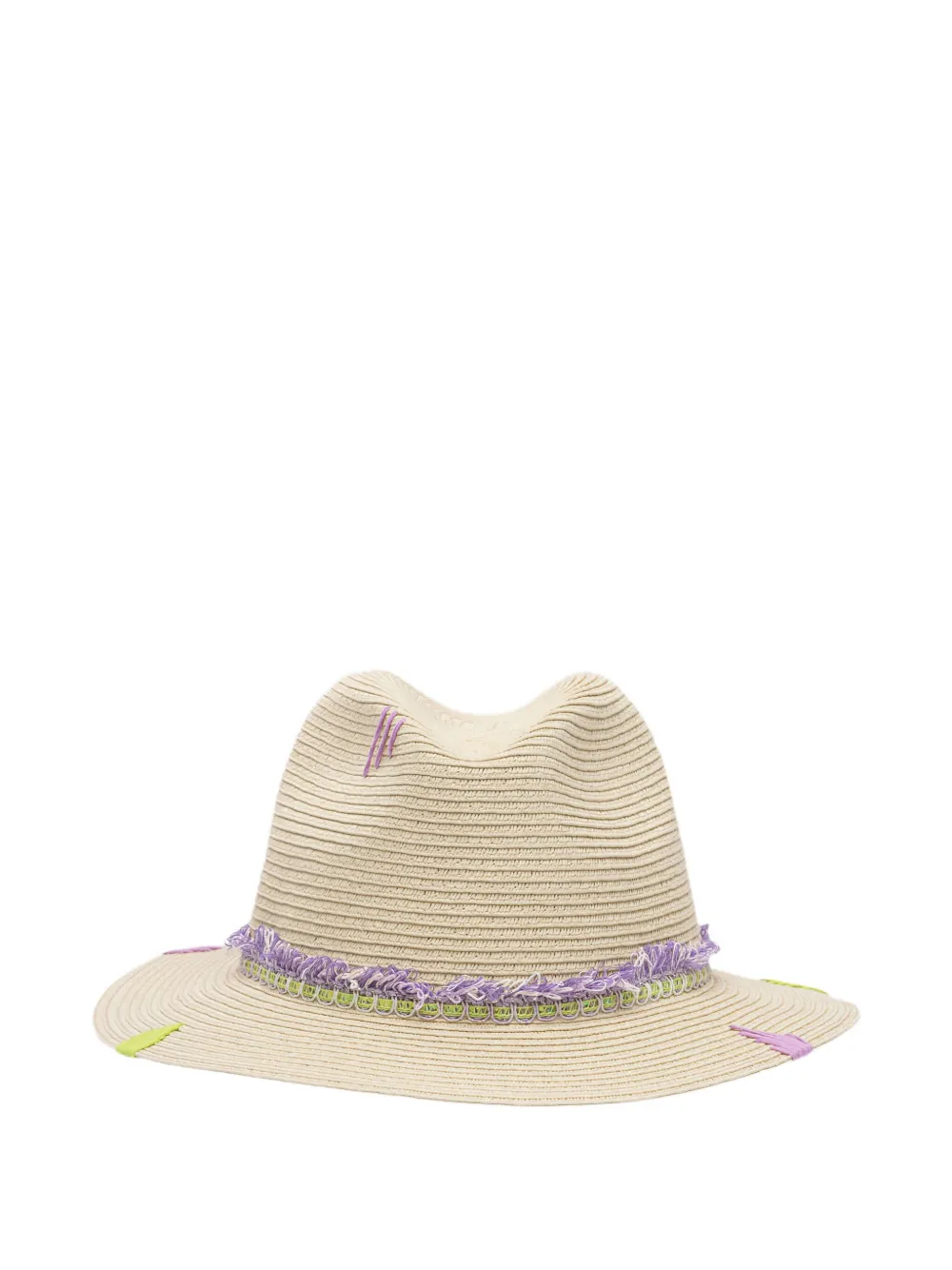 THE HAT GANG fringed trim fedora hat - Beige