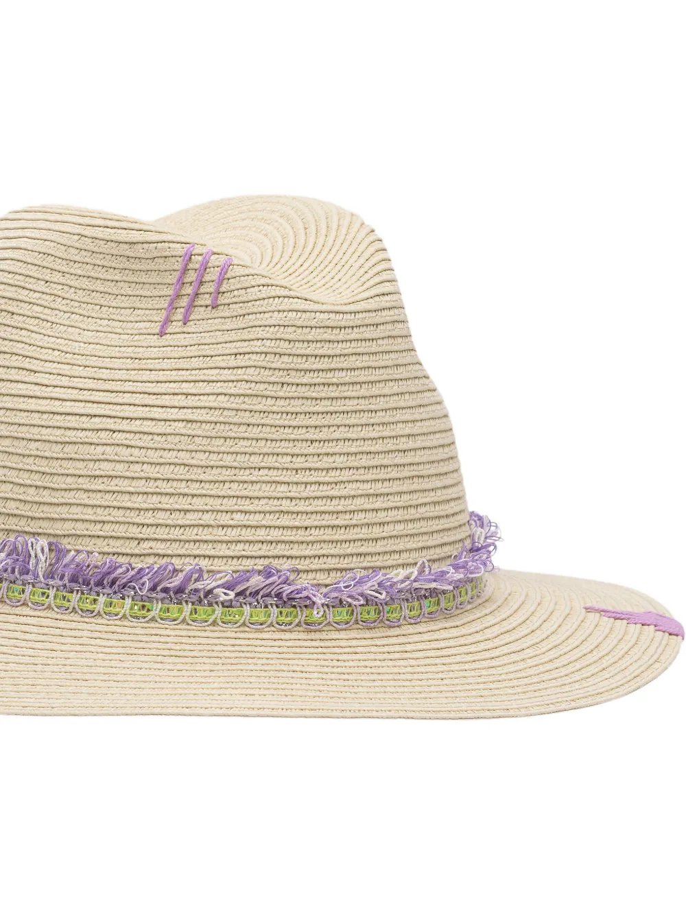 The Hat Gang Fringed Trim Fedora Hat In White