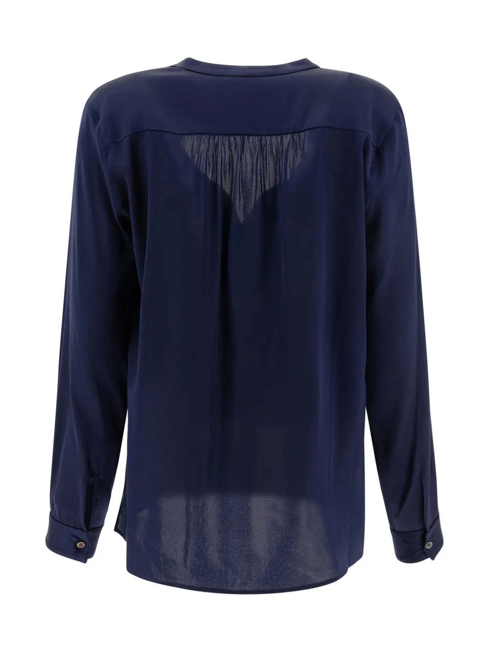  F.it V-neck Gathered-detail Blouse - Blue 