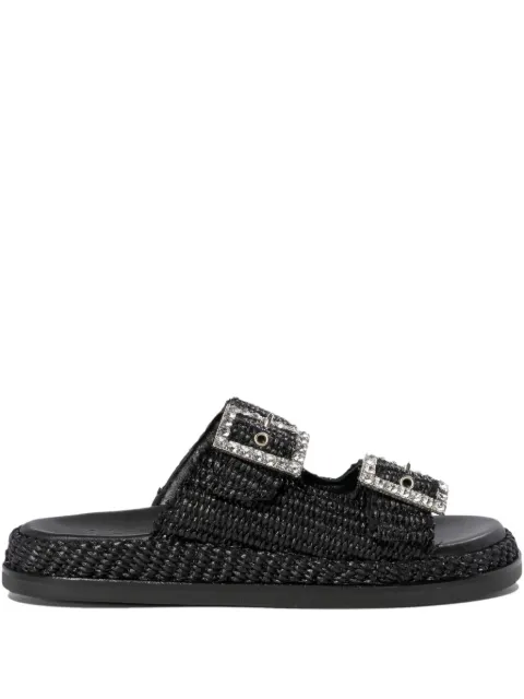 ALIBI raffia embellished buckle sandals