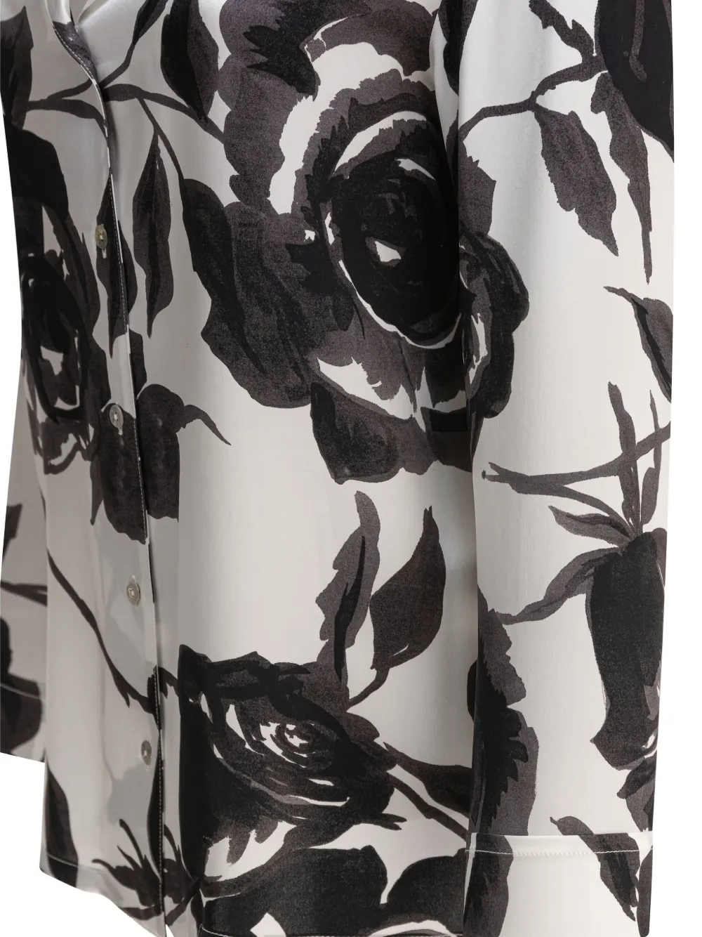 Sleep No More Rose-print Button-down Blouse In Black