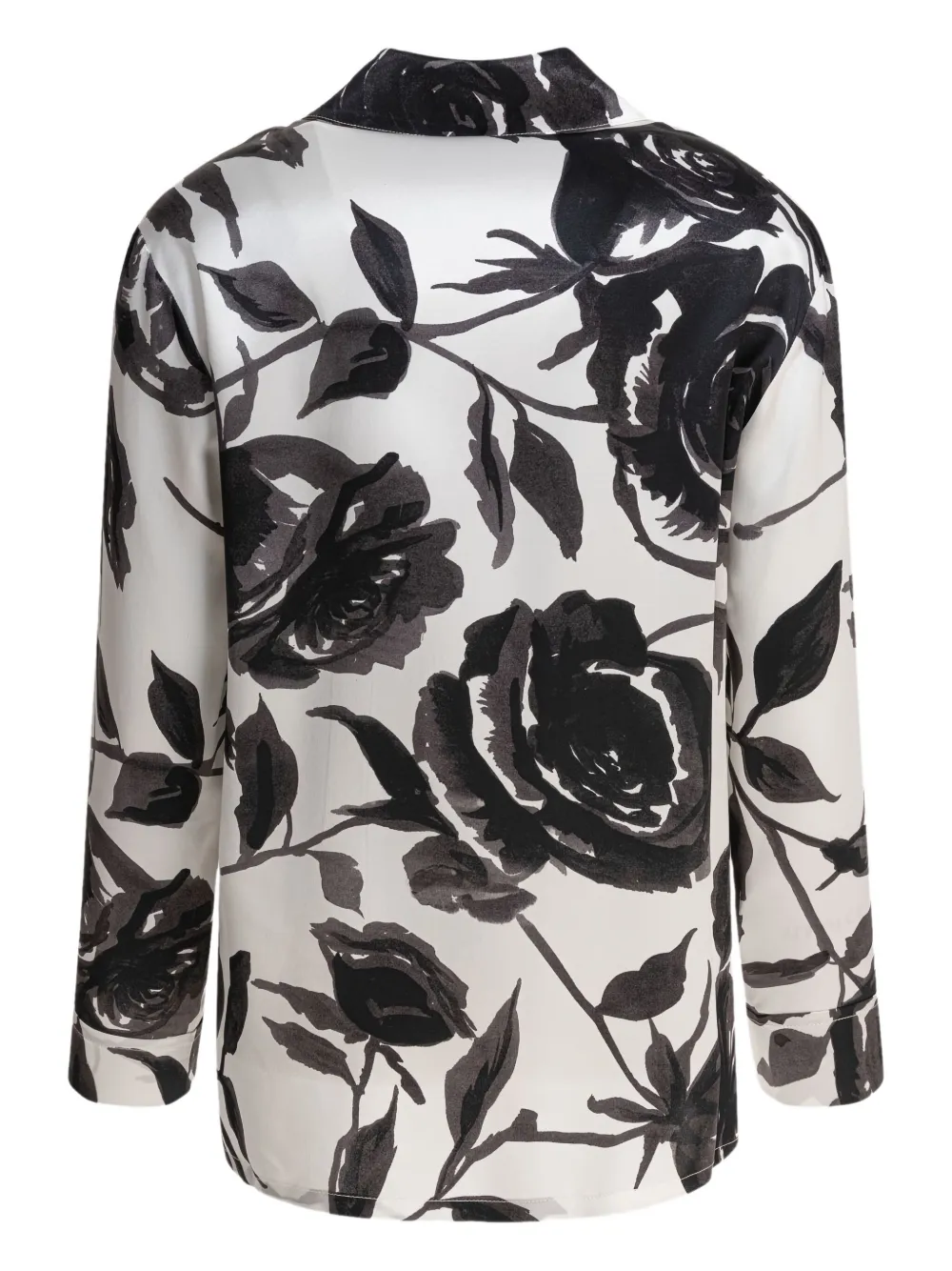 Sleep No More Rose-print Button-down Blouse In Black