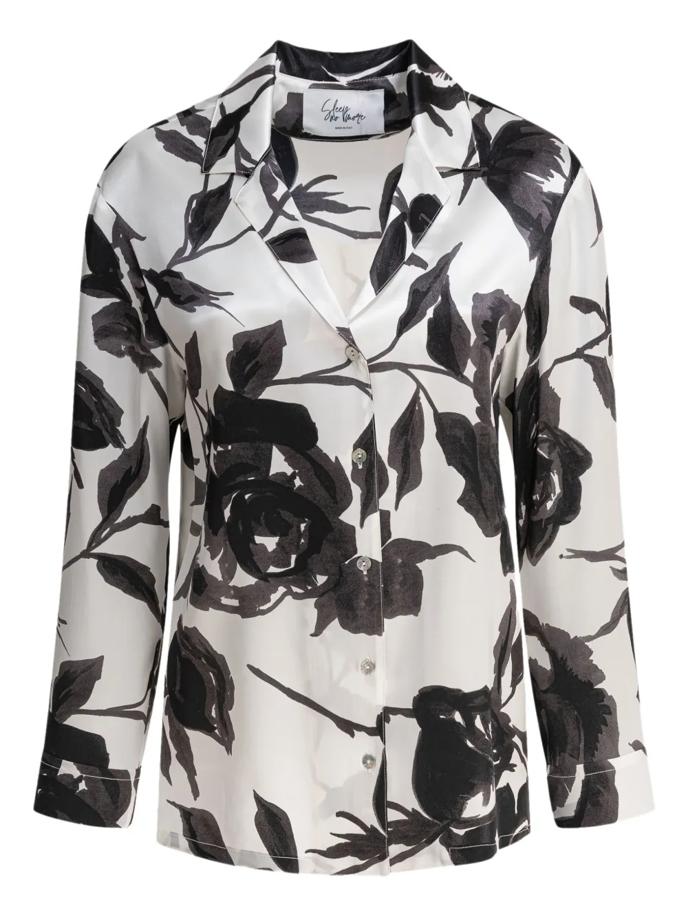 Sleep No More Rose-print Button-down Blouse In Black