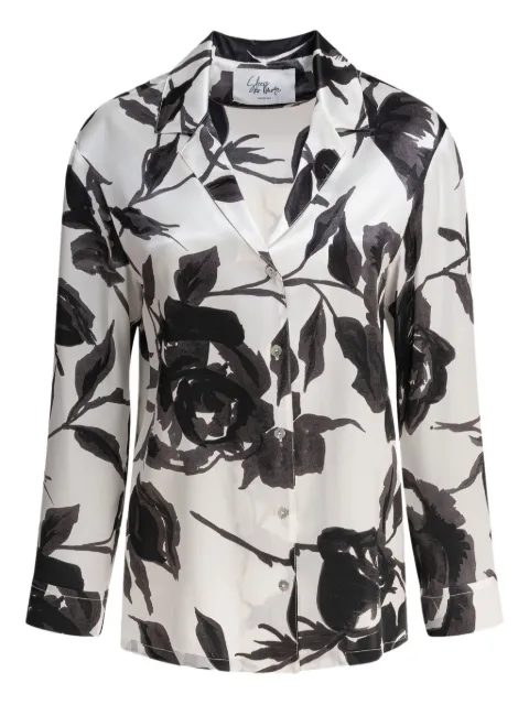 SLEEP NO MORE rose-print button-down blouse