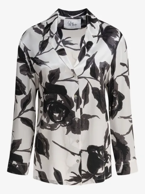 SLEEP NO MORE rose-print button-down blouse