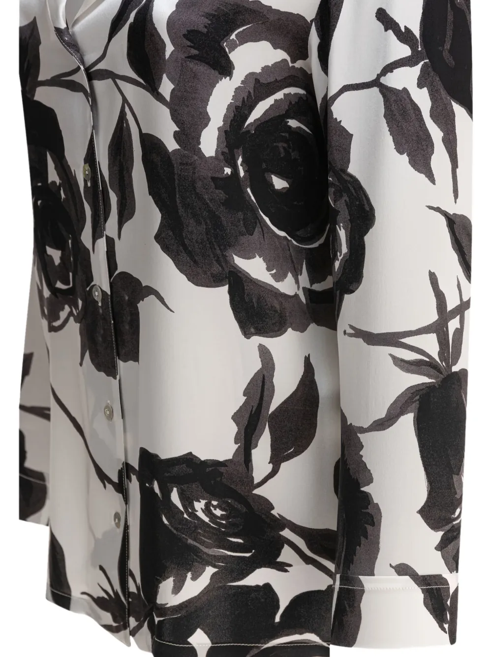 Sleep No More Rose-print Button-down Blouse In Black