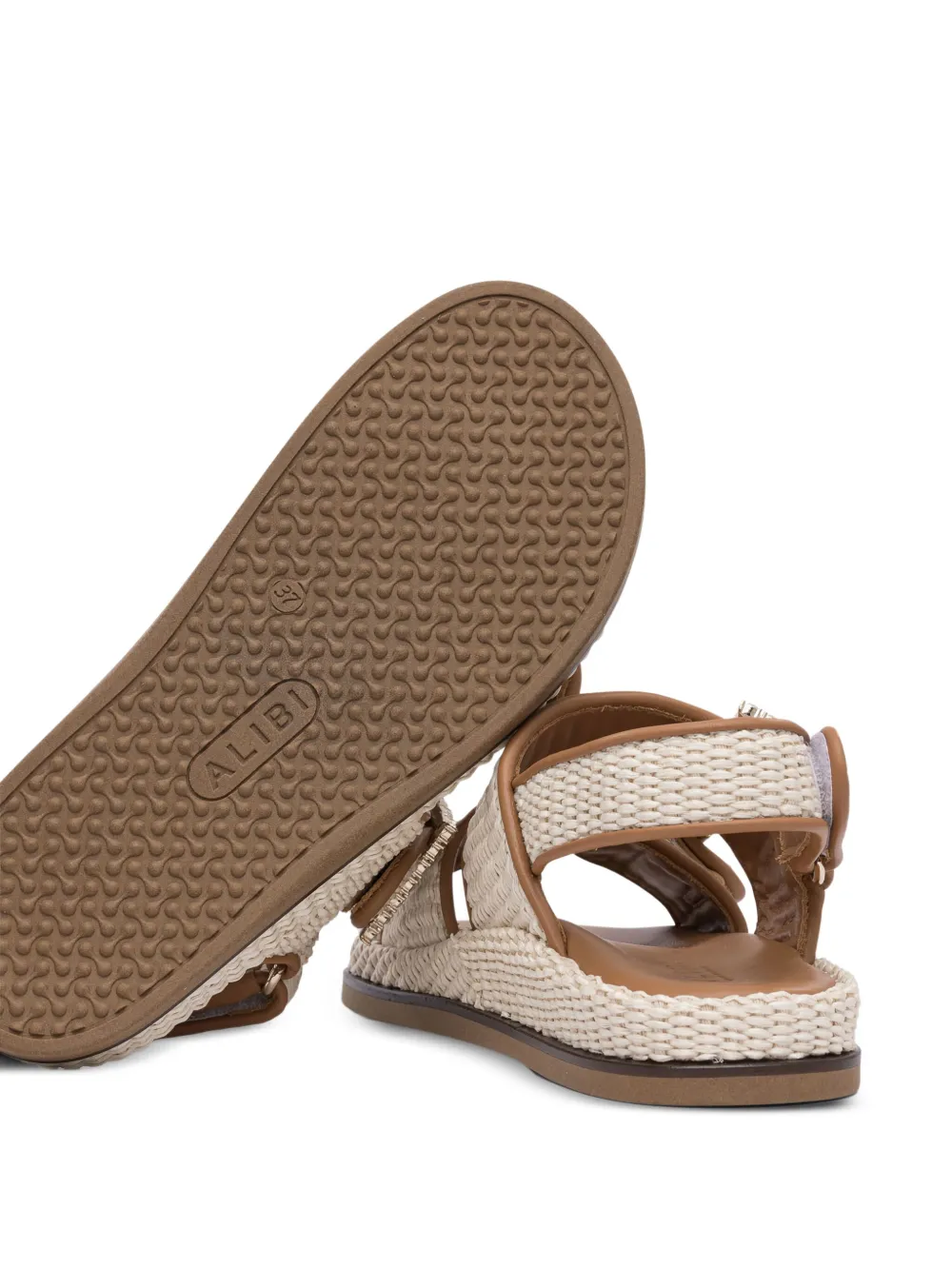 Alibi Buckle-embellished Flat Sandals In Neutral