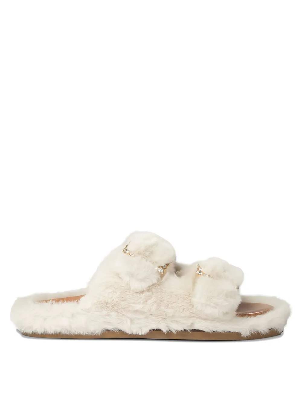 ALIBI double-buckle fur sandals - Toni neutri