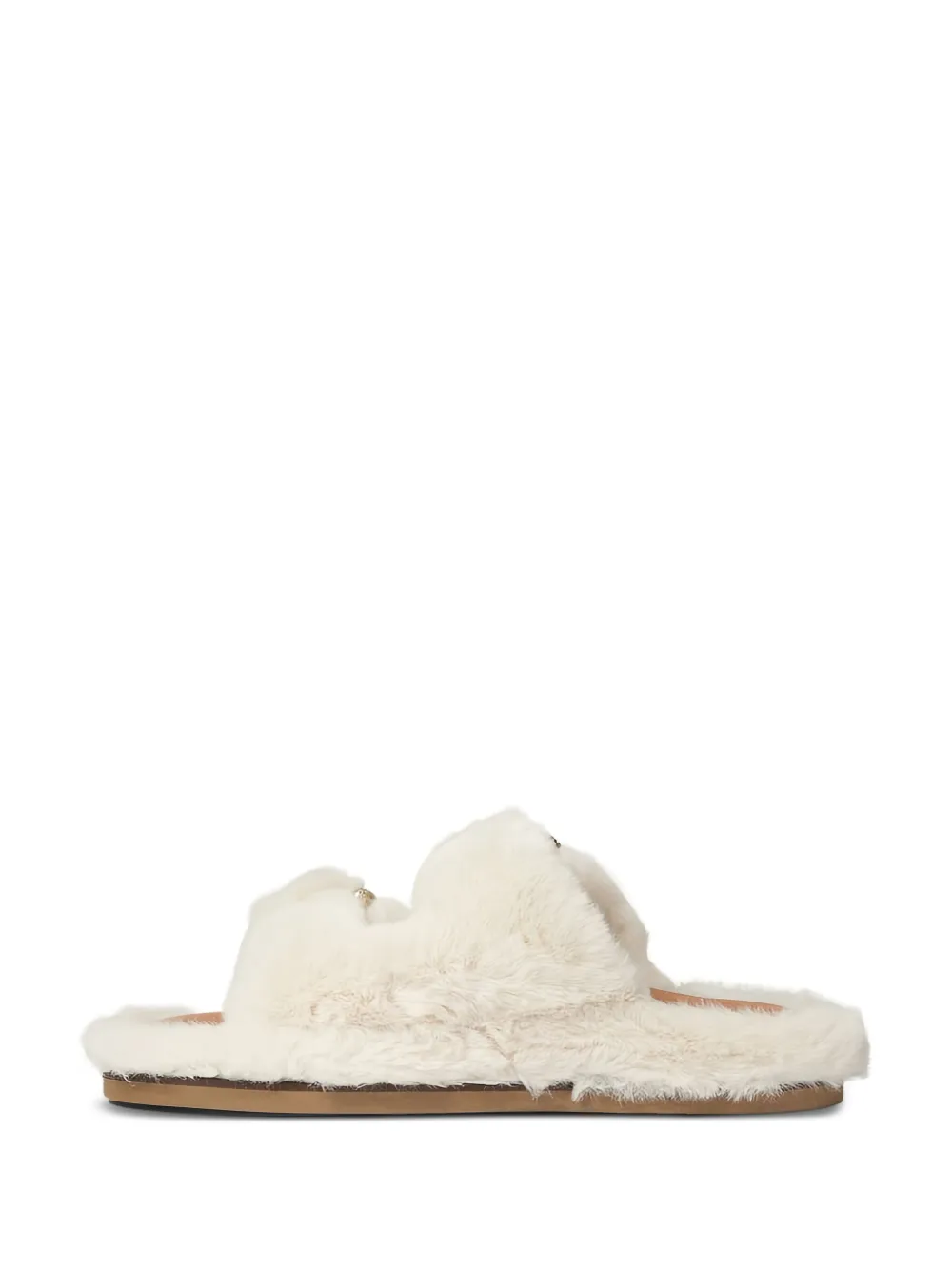 ALIBI double-buckle fur sandals Neutrals