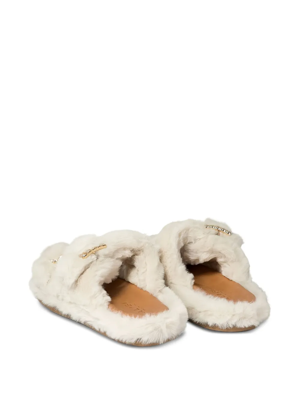 ALIBI double-buckle fur sandals Neutrals