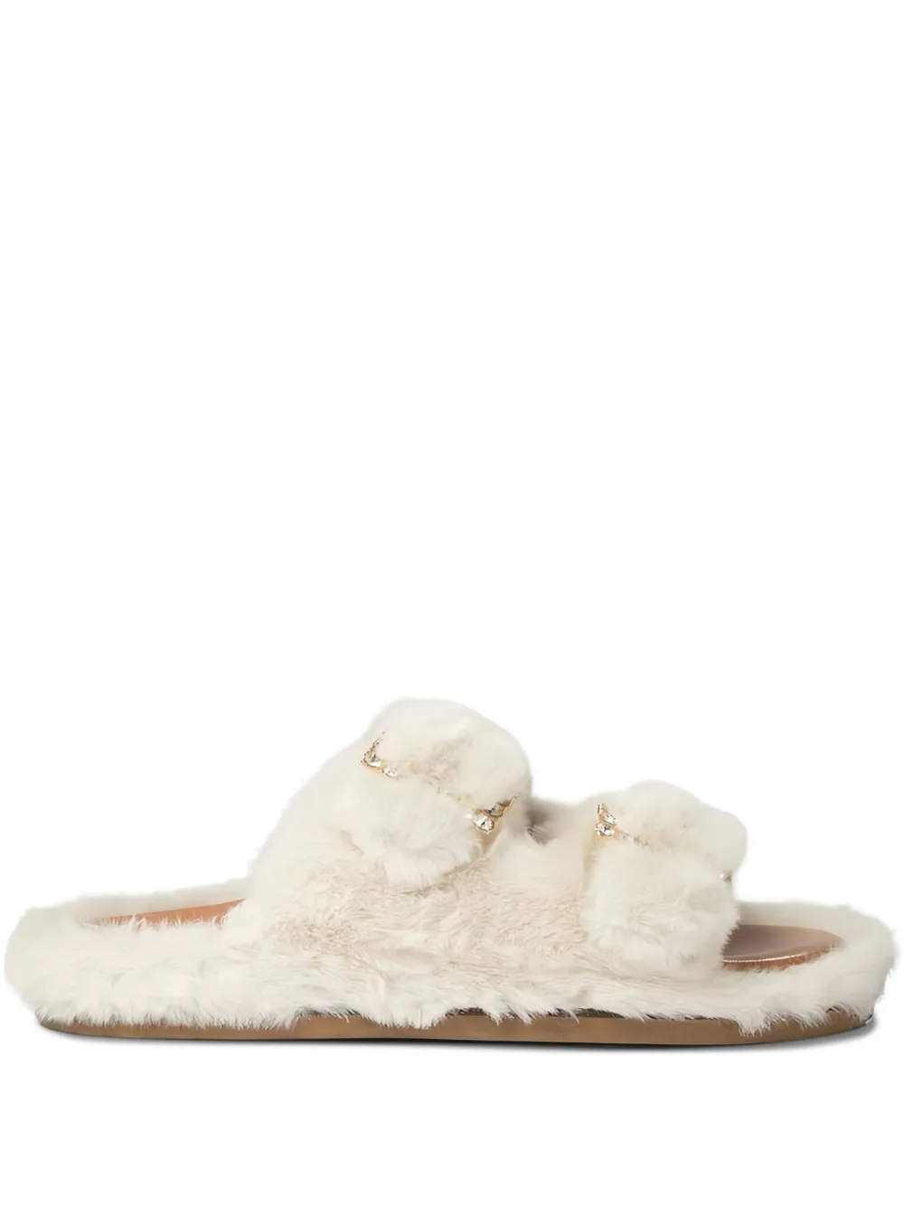 ALIBI double-buckle fur sandals Neutrals