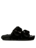 ALIBI double-buckle fur sandals - Black
