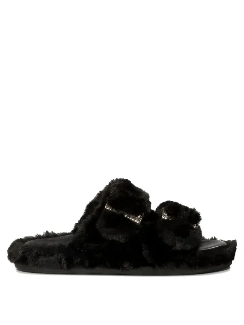 ALIBI double-buckle fur sandals