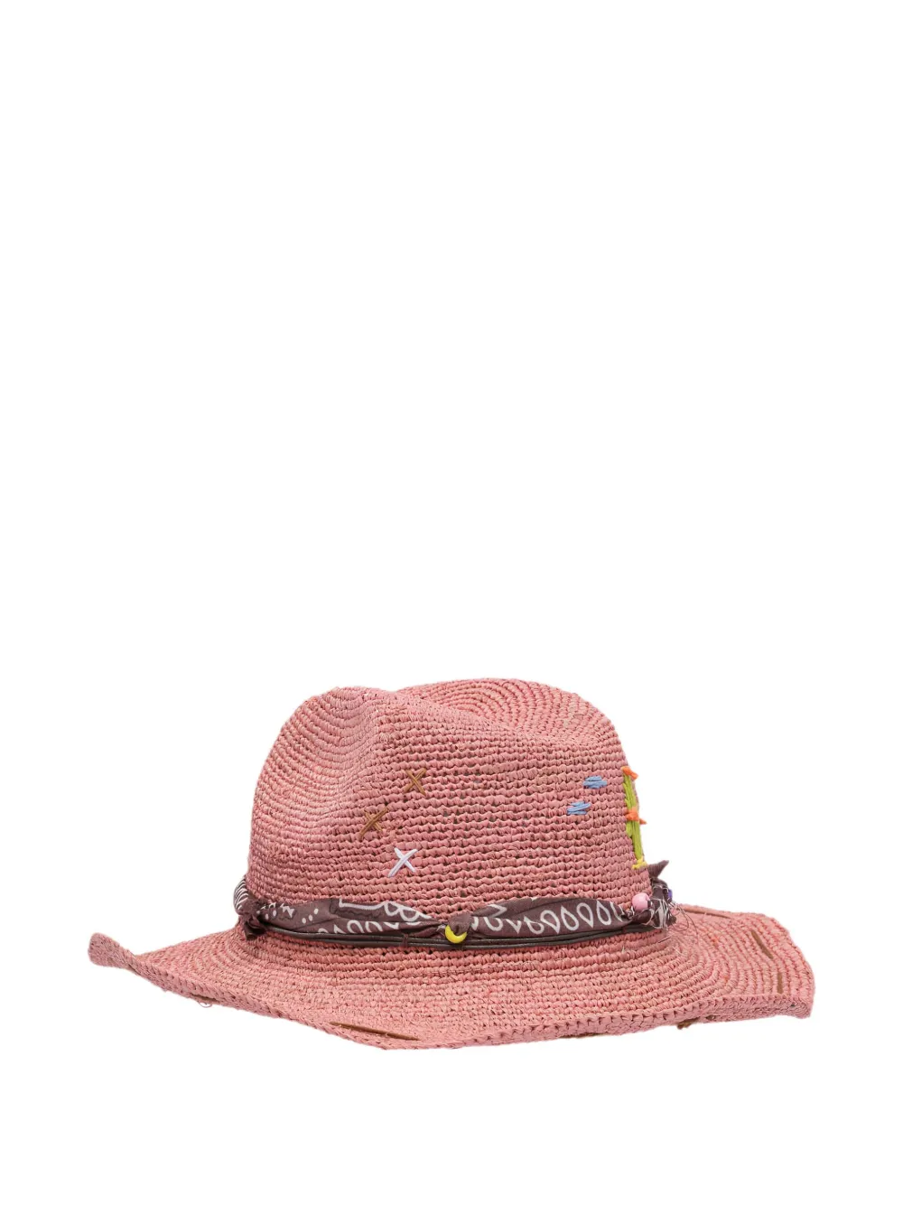 THE HAT GANG beaded crochet fedora hat - Roze