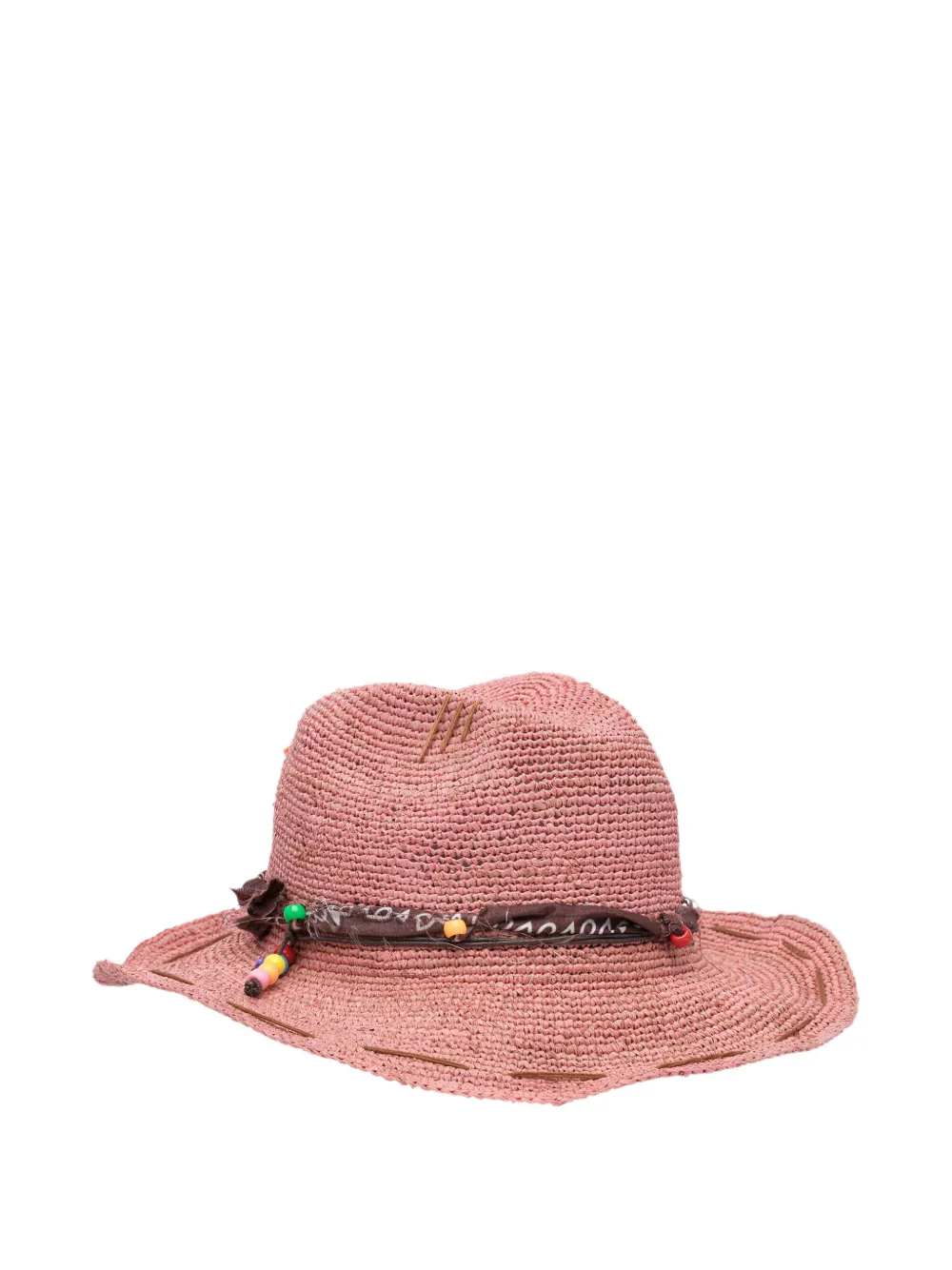 THE HAT GANG Gehaakte fedora hoed met kralen Roze
