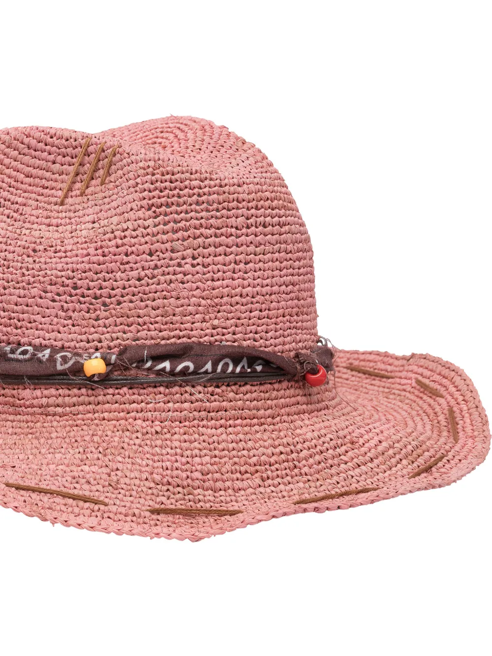 THE HAT GANG Gehaakte fedora hoed met kralen Roze