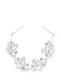 Tulleen Crystal Flower Ivory Rose hair vine - Silver